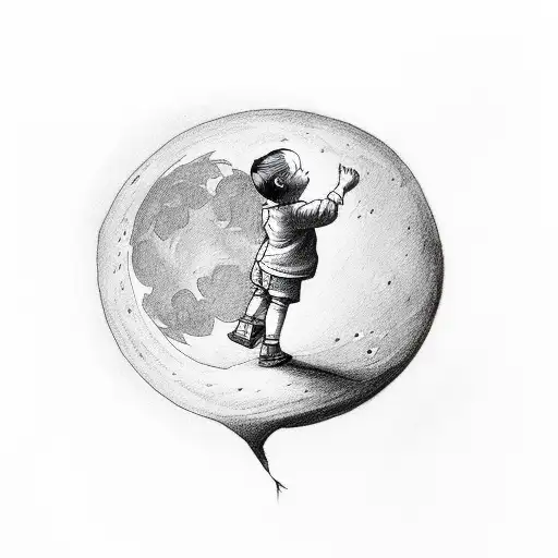 A Kid Looking At The Moon