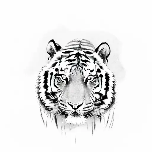 Tiger With Roman Numerals Above