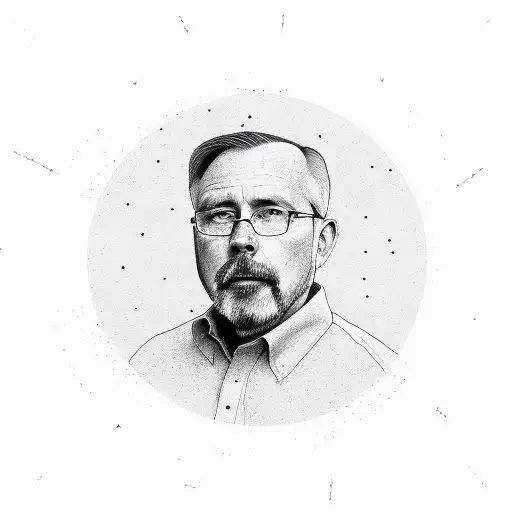 A Minimalist Portrait Of Your Dad With Realism And Symbols Or Family Tree