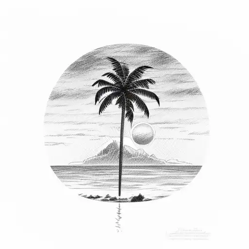 Sunset With A Palm Tree