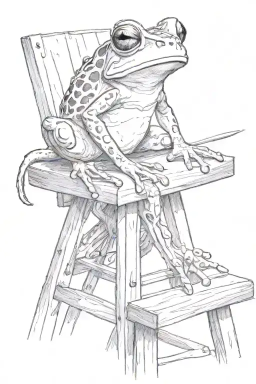 Coqui Frog Sitting On A Stool Drawing Old San Juan On An Easel
