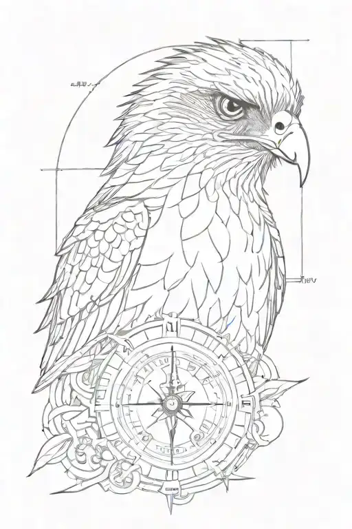 Only The Hawk Head Part And Compass