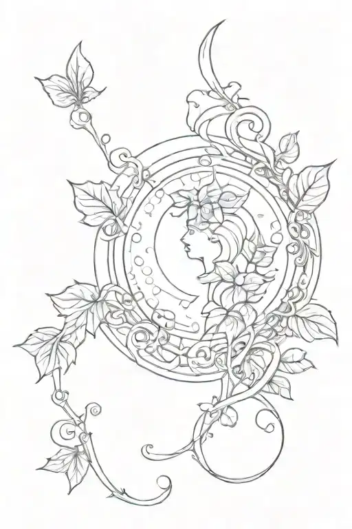 Ivy Leaves Aquarius Sign Sun Rays