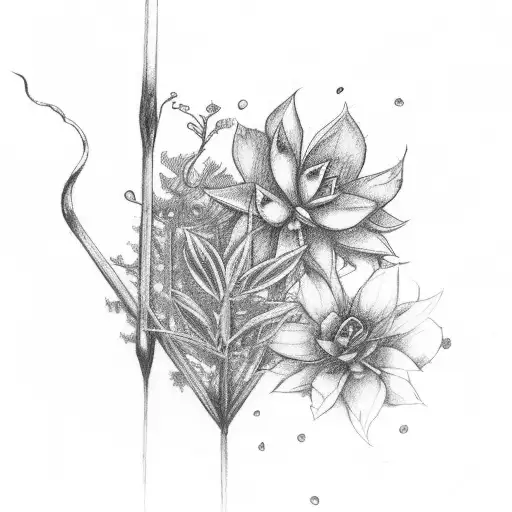 A Black Arrow With A Plant Twining Around It