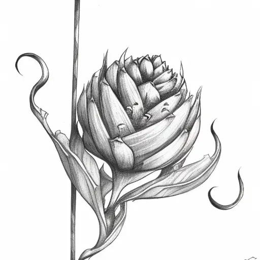 A Black Arrow With A Plant Twining Around It