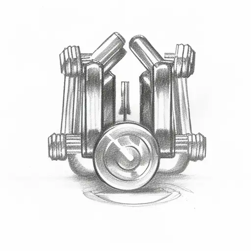 Dumbbell Formed By Sketching Various Metal Music Instruments