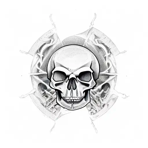 Thrashing Mosh Pit With A Skull In The Center