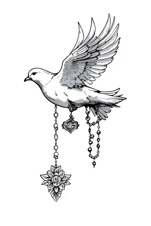Dove Carrying A Rosary