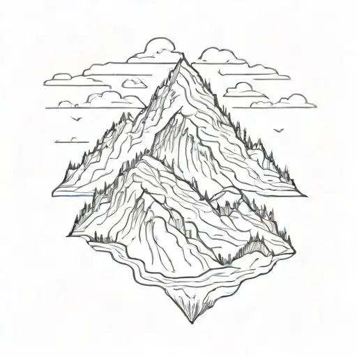 Create A Small Simple Line Mountain Design Made Of Three Number 7S