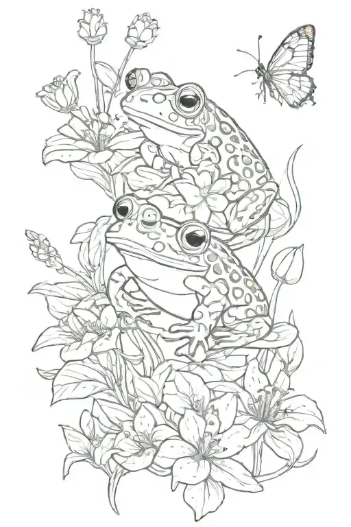 Wildflowers Intertwined With A Cute Frog