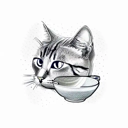 A Coffee Cup With A Cat Silhouette Made Entirely Of Intricate Doodles