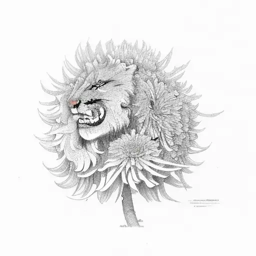 Fir Tree Leo Lion Chryanthemums Gladilus