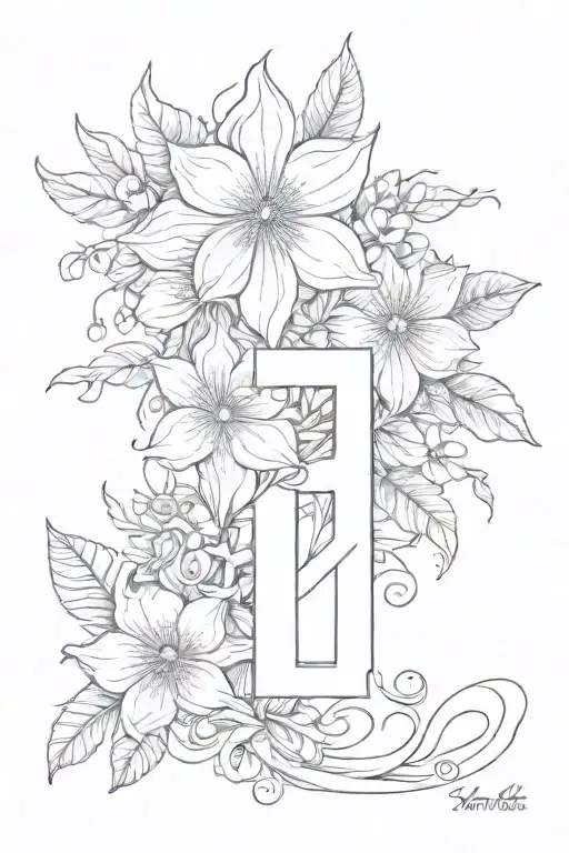 Flower Line With 1111 Number
