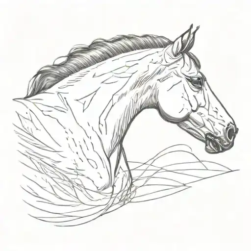 Side Profile Of A Horse With One Ear Back And One Ear Forward Full Body