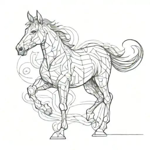 Full Body Horse With One Ear Back And One Ear Forward