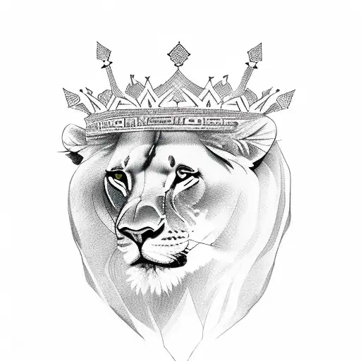 A Lioness Wearing A Crown And Arabic Words Flowing Around It