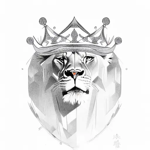 A Lioness Wearing A Crown And Arabic Words
