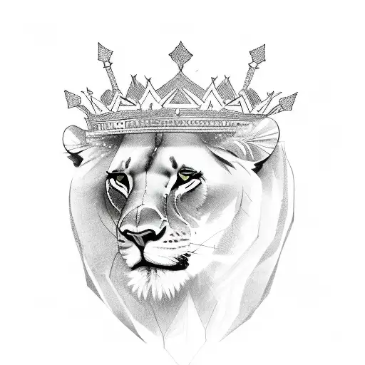 A Lioness Wearing A Crown And Arabic Words