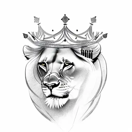 A Lioness Wearing A Crown And Arabic Words