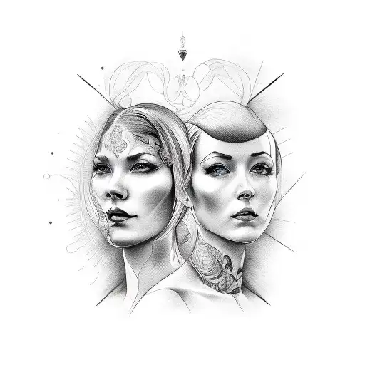 Fine Line Tattoo Of Three Women With Script That Says Trust Us