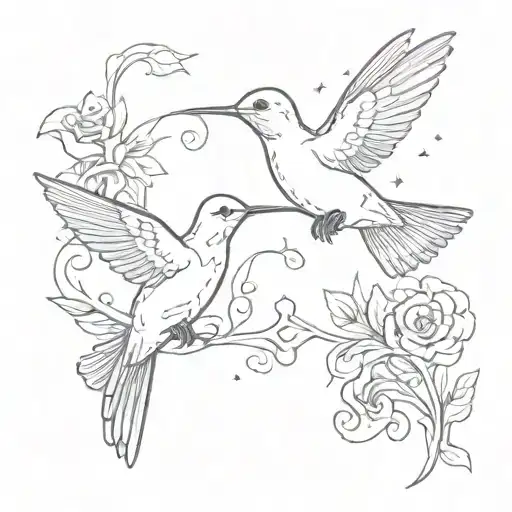 Hummingbird And Dove Dainty Tattoo Minimal