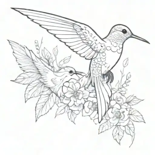 Hummingbird And Dove Dainty Tattoo Minimal Tattoo Design