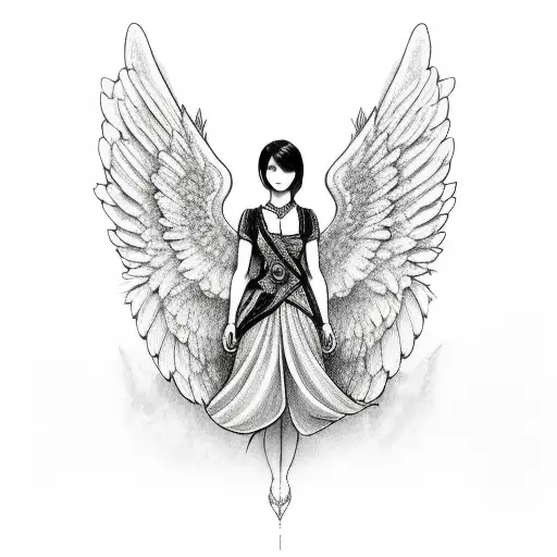 Angel With One Black And One White Wing