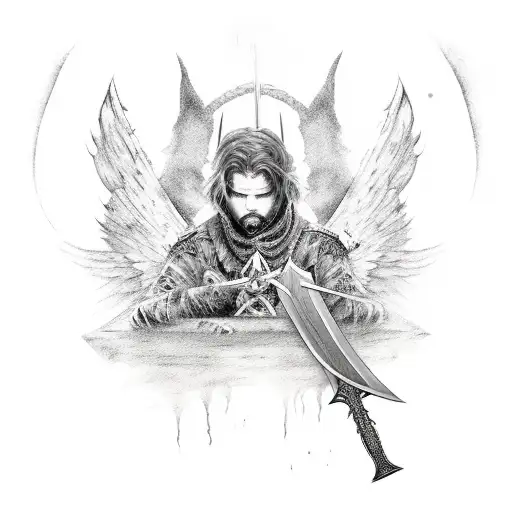Fallen Angel With Blood On His Sword