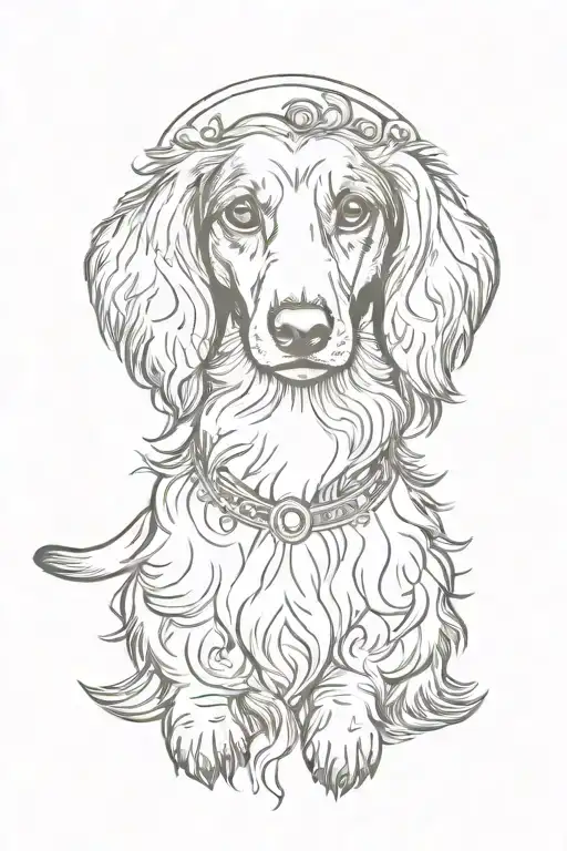 Long Haired Black And Tan Dachshund With A Halo