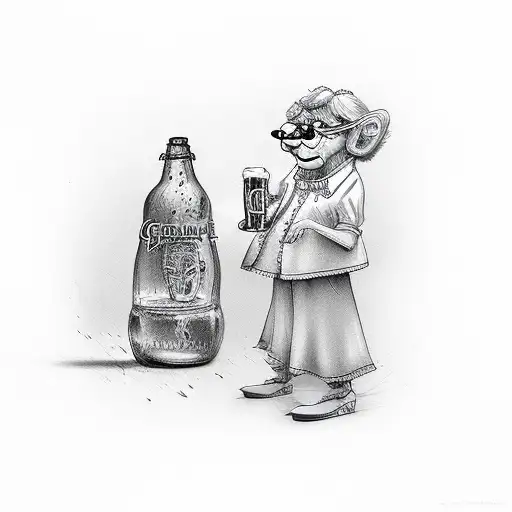 Grandma Margie With A Shot And Beer Running