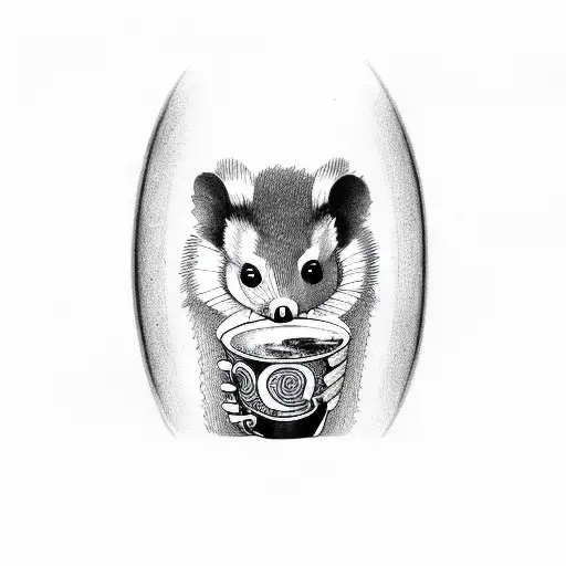 Possum With Coffee Cup