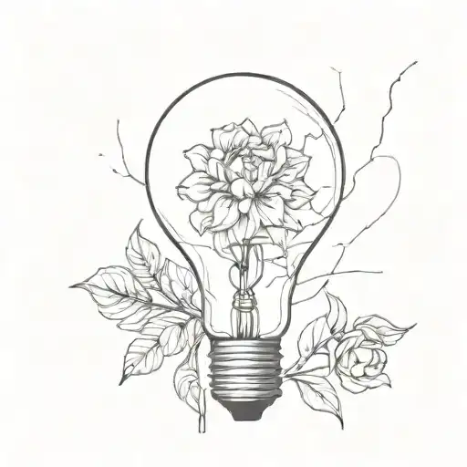 Broken Light Bulb With Flower Blooming