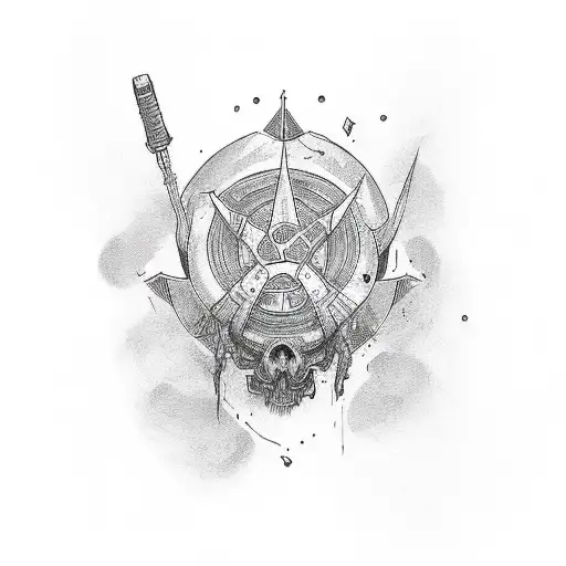 A Tattoo Design Inspired By The Word 'Masardo' And The Number 2147 In Sketch Style