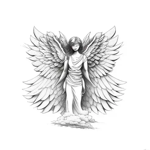 Angel With Wings In The Clouds