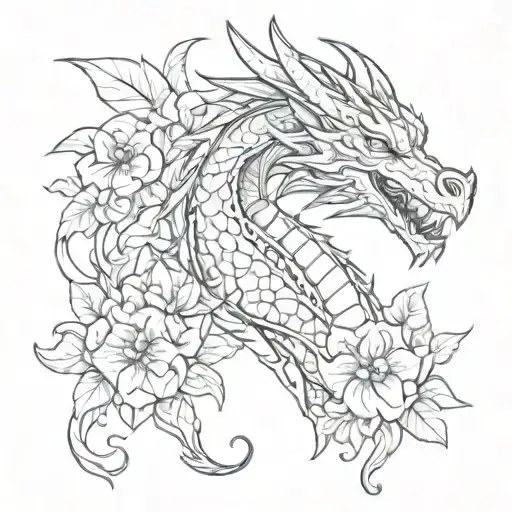 Dragon With Flowers