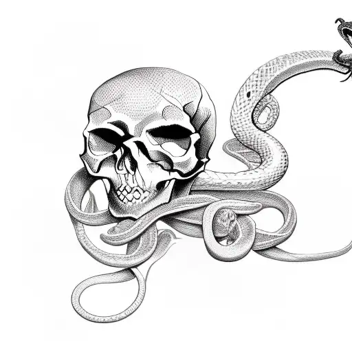 Skull With Lilacs And A Snake