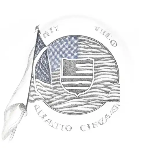 Chicago Flag With Mountain Theme