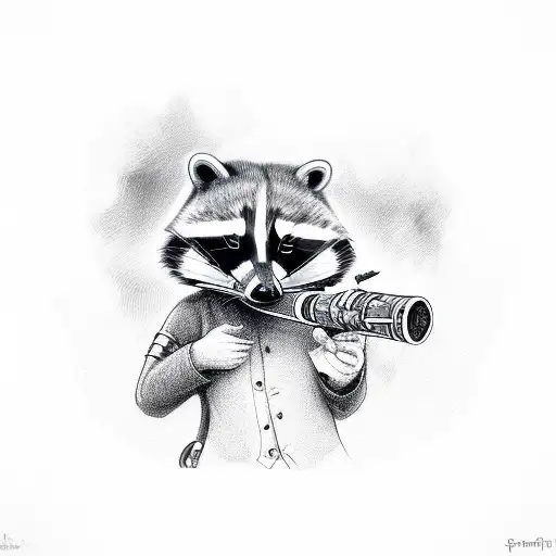 Raccoon Pirate Smoking A Pipe