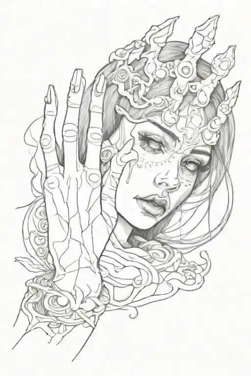 Girl With Creepy Hands And Empty Eyes