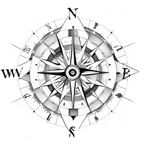 Compass With Clock Amd Trees