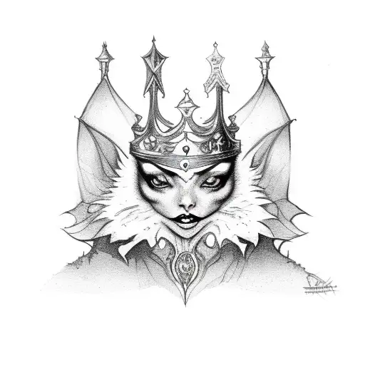 Dark Feminine Bat With An Ornate Crown