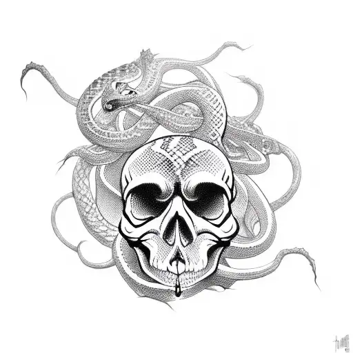 Graffiti Skull And Snake