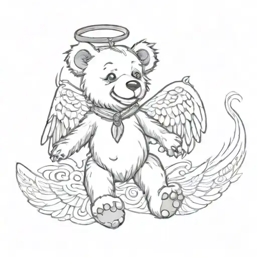 Dancing Grateful Dead Bear With Angel Wings