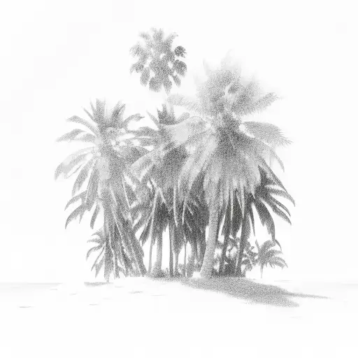 Soft Clouds That Fill Out And Then Fade Put The Frame With A Soft Palm Tree On The Right Side