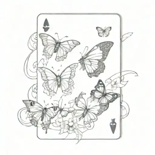 Playing Card With Butterflies