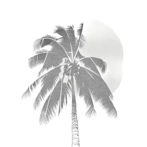Soft Grey Clouds With Grey Palm Tree