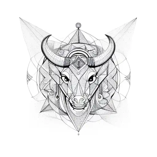 Mandala Geometric Capricorn Head