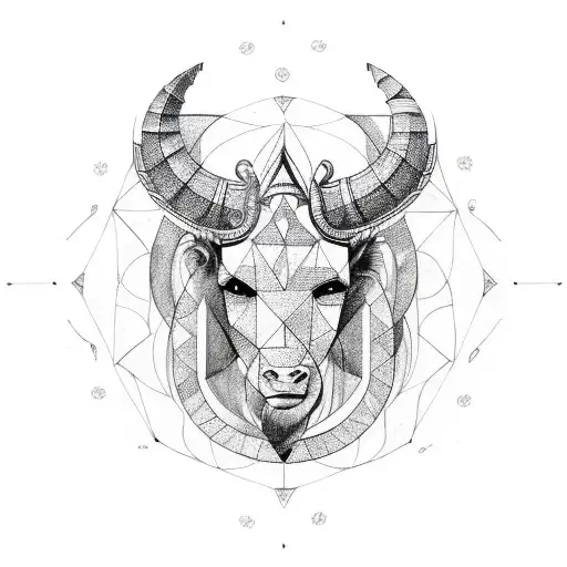 Mandala Geometric Capricorn Head