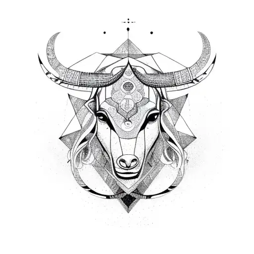 Mandala Geometric Capricorn Head
