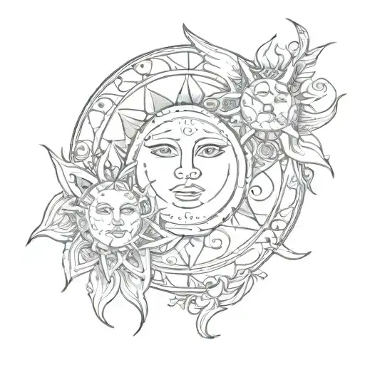 Nordic Moon And Sun